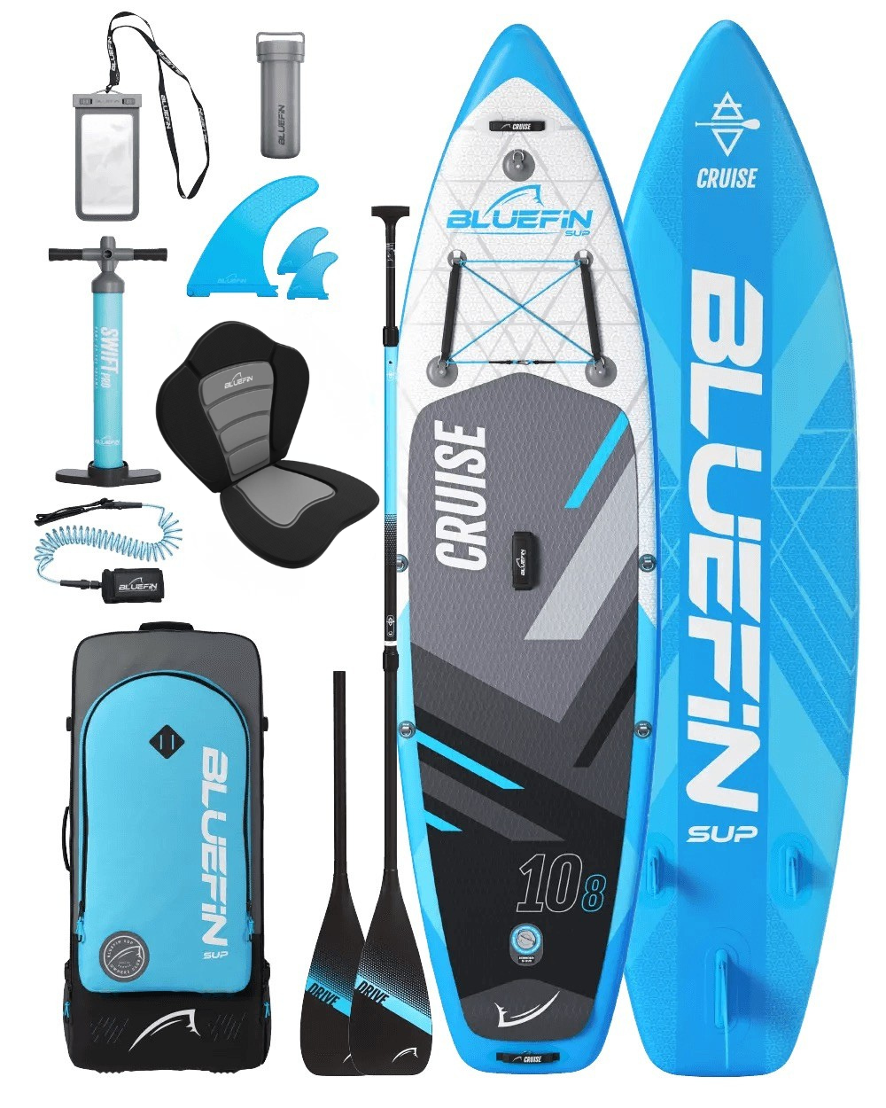 Cruise 10'8 Legacy Blue Aufblasbares Paddleboard mit Kajak-Kit (Ausgabe 2024)